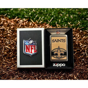 New Orleans Saints Zippo NFL Lighter 24629 Gold Logo Windproof NIB Made in USA